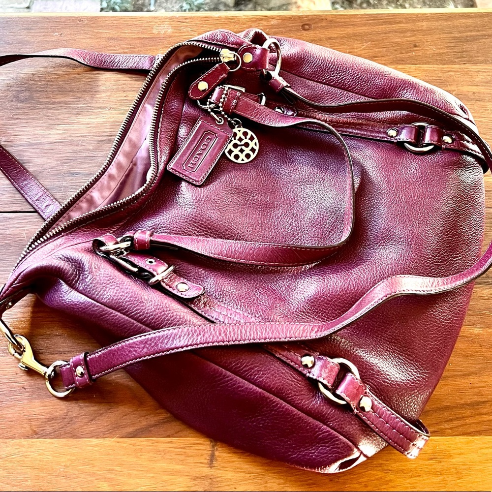EUC Raspberry Leather Coach Bag